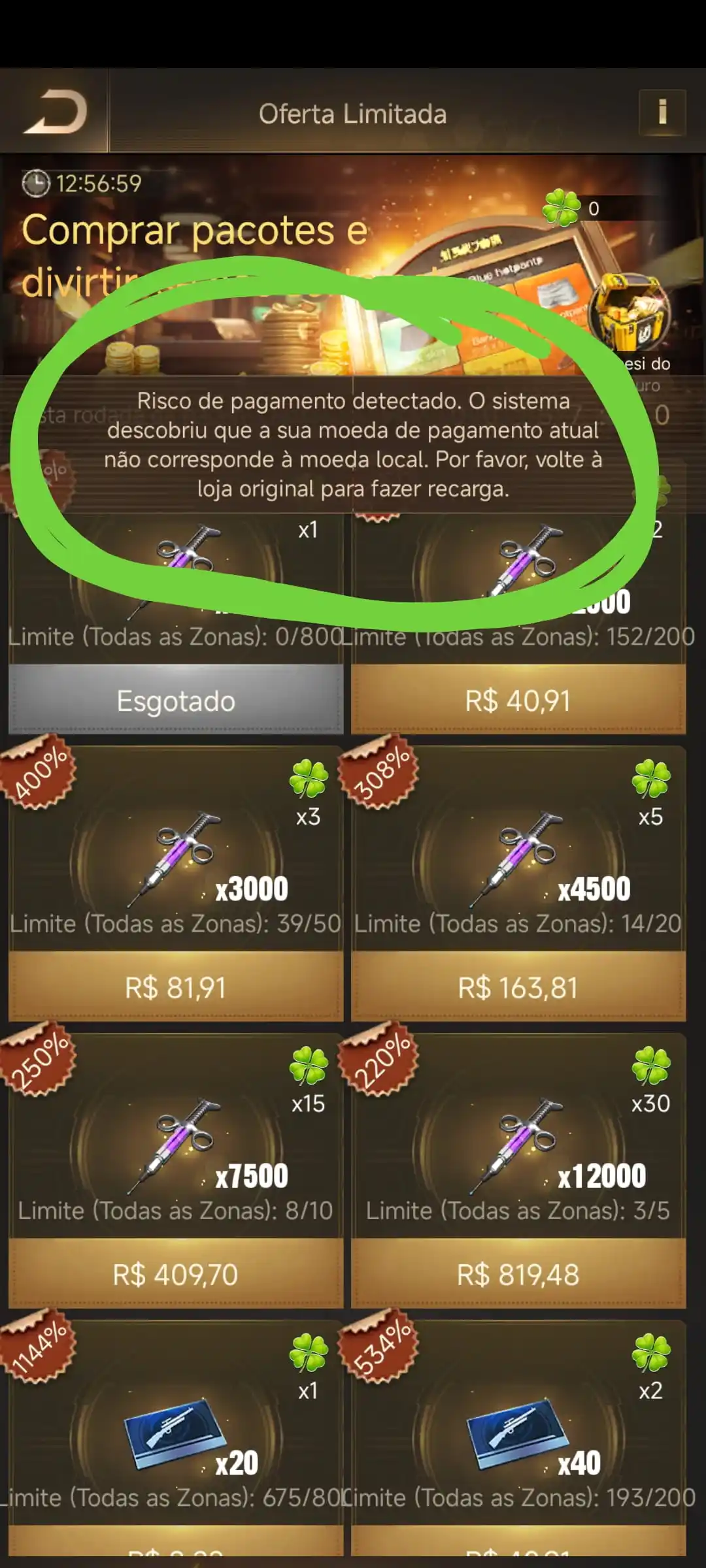 Bom dia. Não estou conseguindo fazer compras e pag
