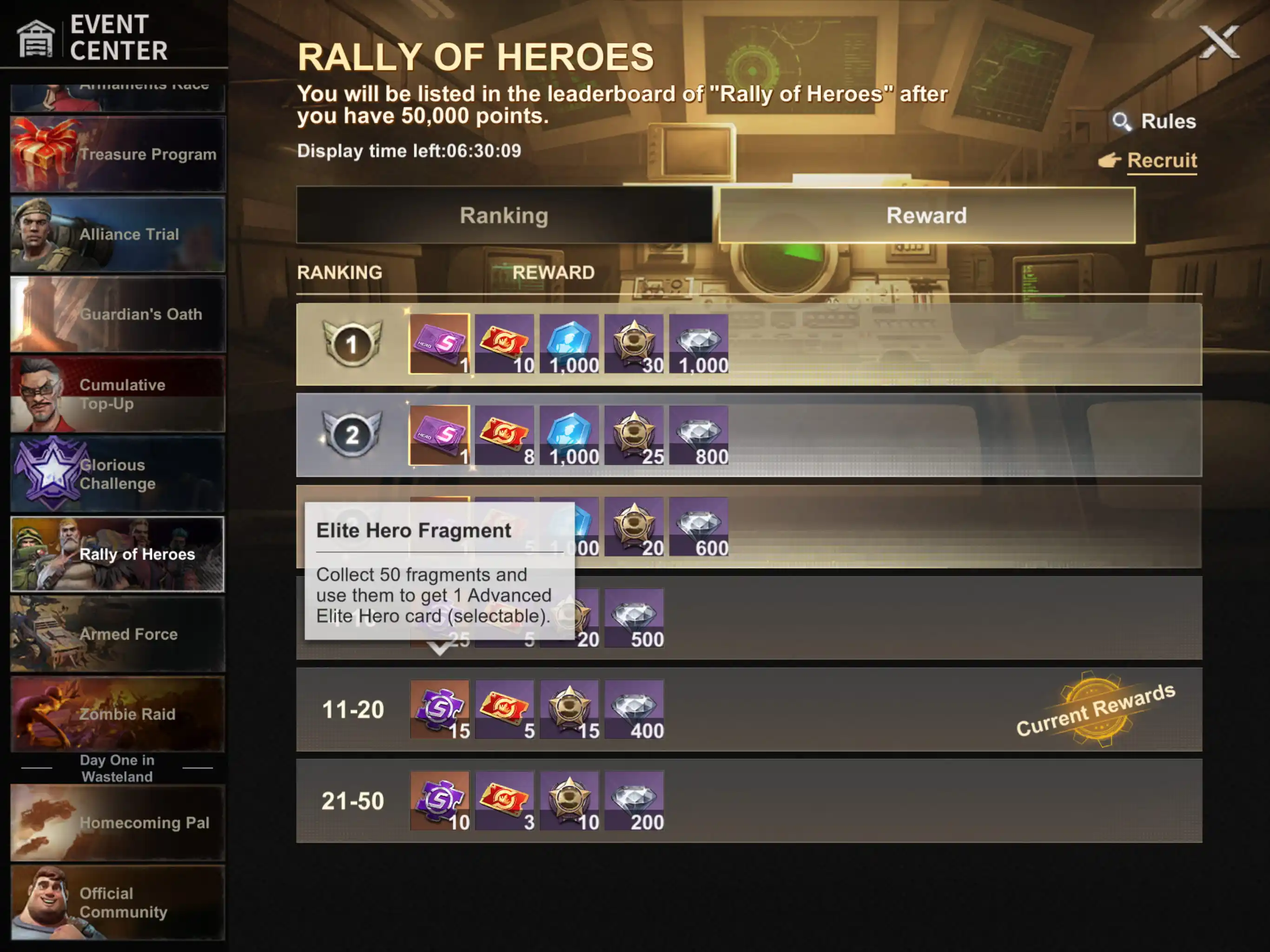 Where is the rally of heroes reward promised. Wron