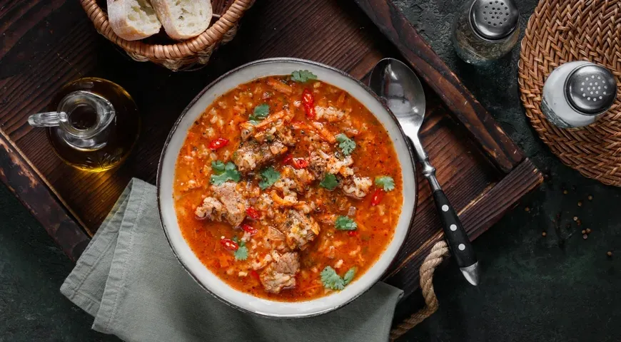 Kharcho Soup. Recipe and its preparation.