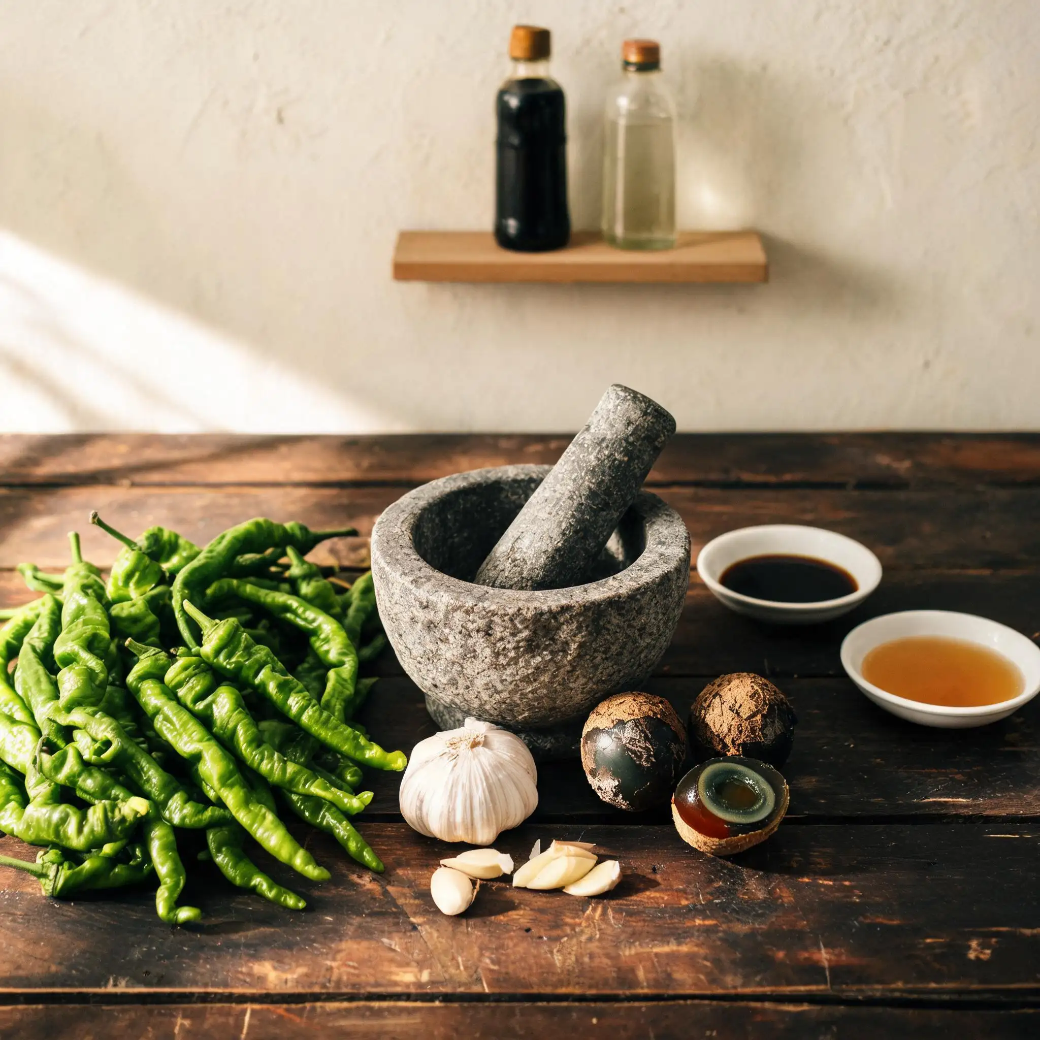 Pounded Roasted Peppers with Century Egg