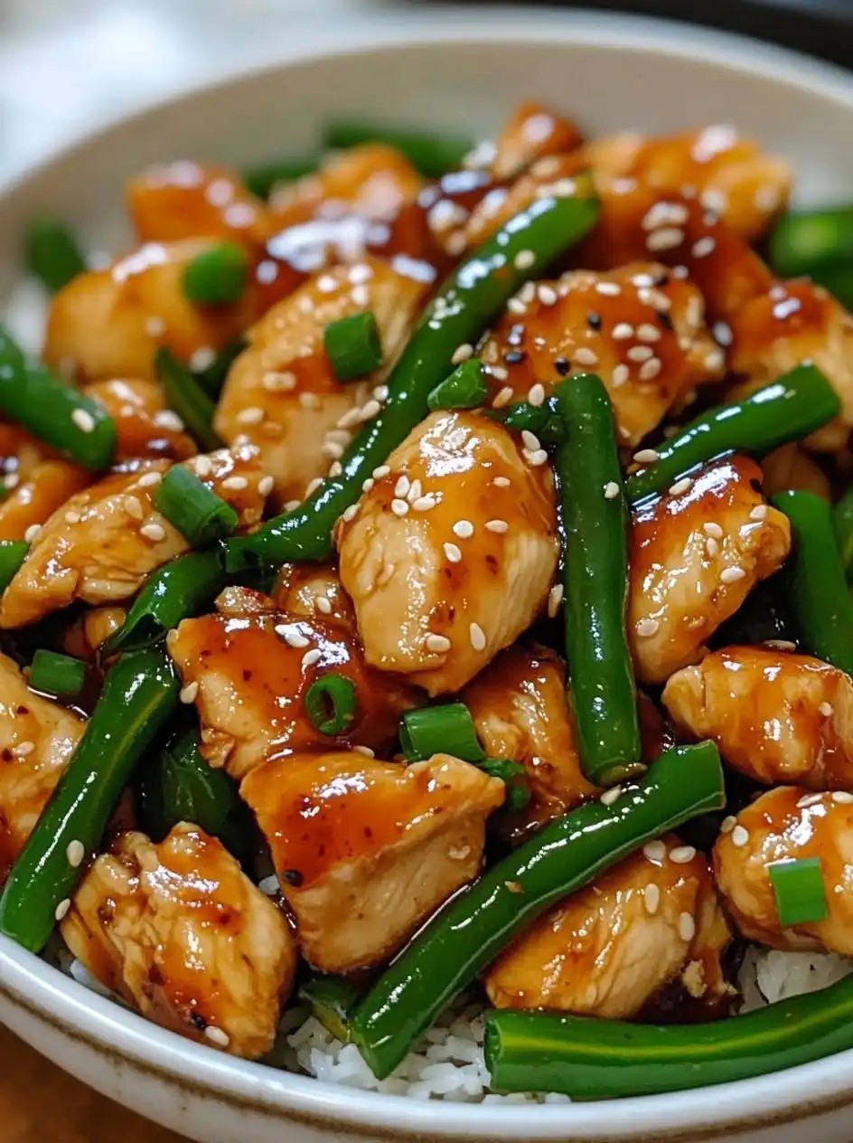 Savory Garlic-Ginger Chicken and Crisp Green Bean Wok Stir Fry