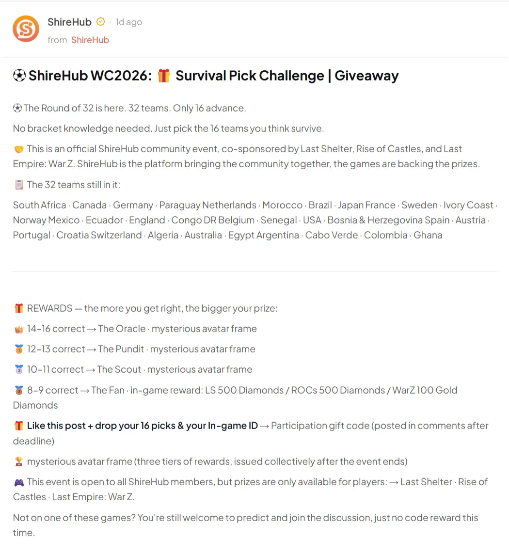 Survival Pick Challenge Participation Gift